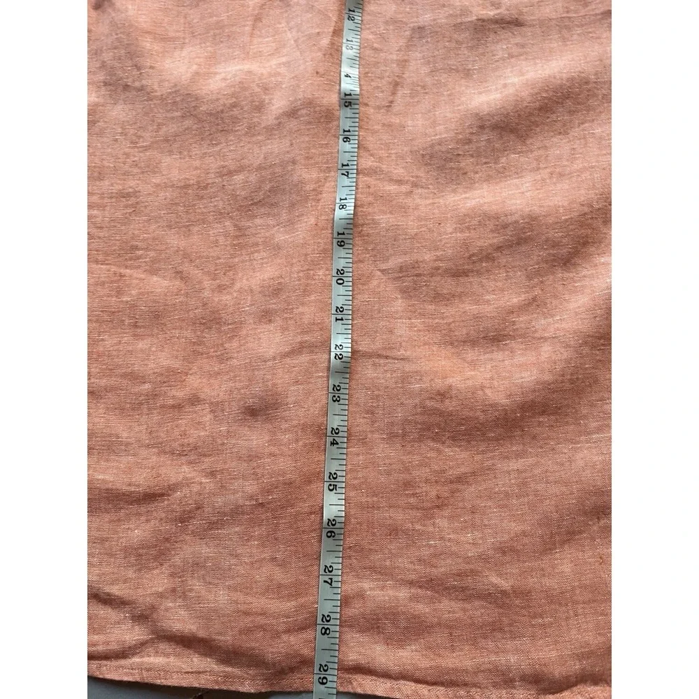 Banana Republic 100% Linen Men's Shirt Medium Salmon Pink Short Sleeve Button Up